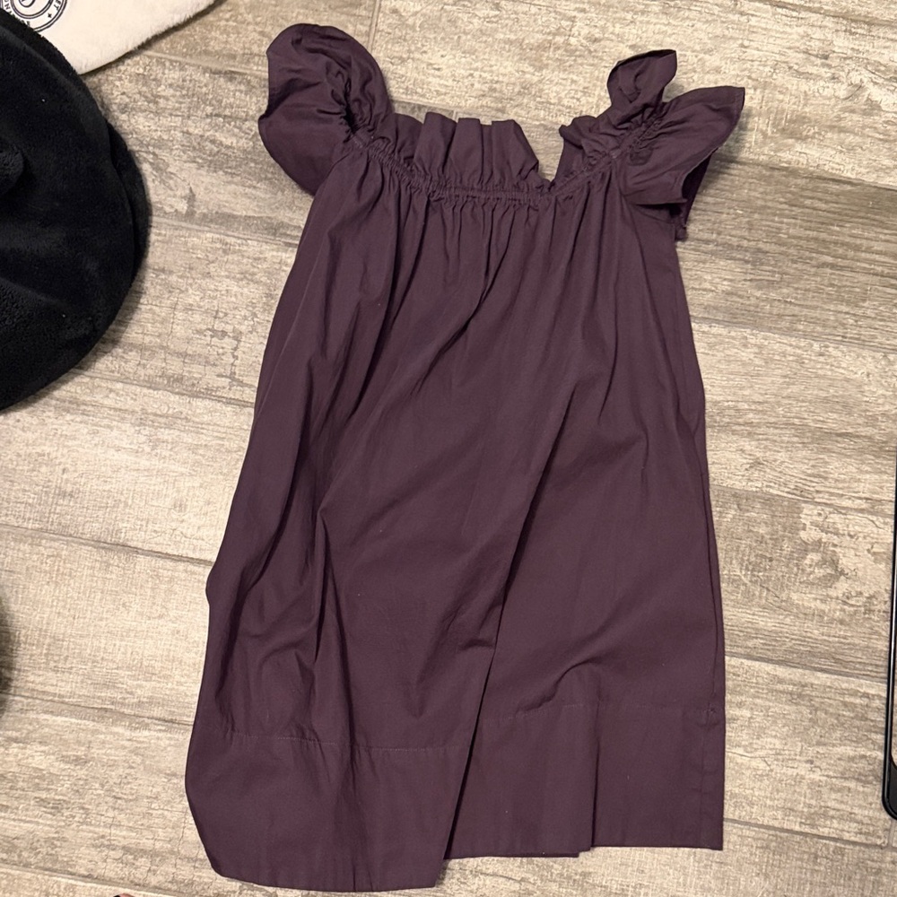 Free People Plum Mini Dress with Puff Sleeves